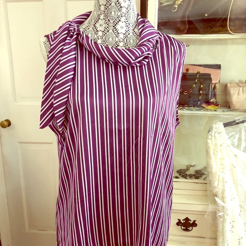 Banana Republic purple striped tie top szL NWT
